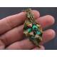 Turquoise and Pink Flowers with Leaf Pendant Necklace