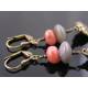 Rodochrosite and Grey Agate Strawberry Earrings