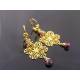 Golden Filigree Earrings with Rhodolite Garnet and Peridot