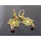Golden Filigree Earrings with Rhodolite Garnet and Peridot