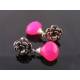 Pink Chalcedony Silver Rose Stud Earrings