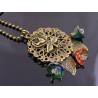 Filigree Leaf and Czech Flower Necklace