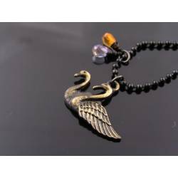 Swan Necklace with Citrine and Lavender Quartz