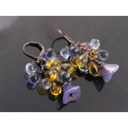 Czech Flower and Drop Earrings