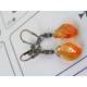 Bright Orange/Red Czech Leaf Earrings