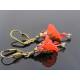 Red Lucite Flower Earrings