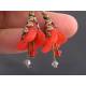 Red Lucite Flower Earrings