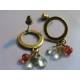 Circle Stud Earrings with Aquamarine, Garnet and Lemon Quartz