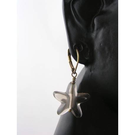 Smokey Quartz Star Earrings