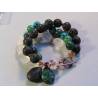 Huge Bracelet with Chrysocolla, Lava Rock and Rock Quartz