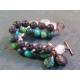 Huge Bracelet with Chrysocolla, Lava Rock and Rock Quartz