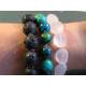 Huge Bracelet with Chrysocolla, Lava Rock and Rock Quartz