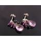 Pink Grapefruit Quartz, Rhodolite Garnet and Black Spinel Sterling Ear Studs