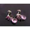 Pink Grapefruit Quartz, Rhodolite Garnet and Black Spinel Sterling Ear Studs