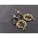 Cute Tree of Life Earrings with Wire Wrapped Pink and Purple Bead Ear Wires