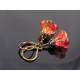 Fire Opal Czech Flower Earrings