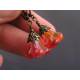 Fire Opal Czech Flower Earrings