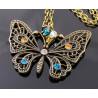 Filigree Butterfly Necklace, Handset with Crystals and Rhinestones