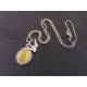 Honey Yellow Cats Eye Filigree Pendant with Bird Charm Necklace
