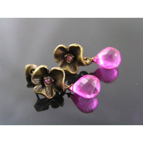 Mystic Pink Quartz Flower Earrings