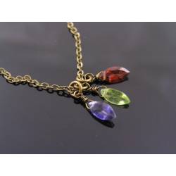 Iolite, Peridot and Garnet Necklace