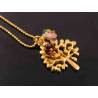 Whimsical Gold Tree of Life with Czech Glass Flowers Necklace