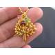 Whimsical Gold Tree of Life with Czech Glass Flowers Necklace