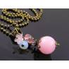 Sweet Pink Necklace with Crystal, Flower and Opalite Beads