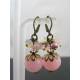 Romantic Pink Lucite, Crystal, Pearl and Flower Earrings