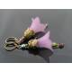 Purple Lucite Flower Earrings