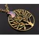 Golden Tree Necklace with Crescent Moon Shell Charm and Amethyst