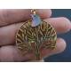 Golden Tree Necklace with Crescent Moon Shell Charm and Amethyst