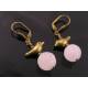 Bird Earrings with Carved Rose Quartz Beads