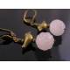 Bird Earrings with Carved Rose Quartz Beads