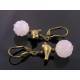 Bird Earrings with Carved Rose Quartz Beads