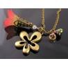 Hand Dyed Lucite Flower Necklace, Peridot, Garnet, Mystic Quartz