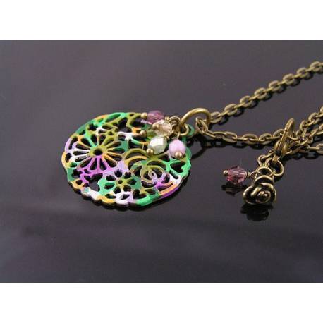 Filigree Flower Pendant Necklace