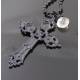 Black Cross Pendant with Moonstone Necklace