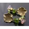 Lilypad Earrings with Czech Glass Flowers