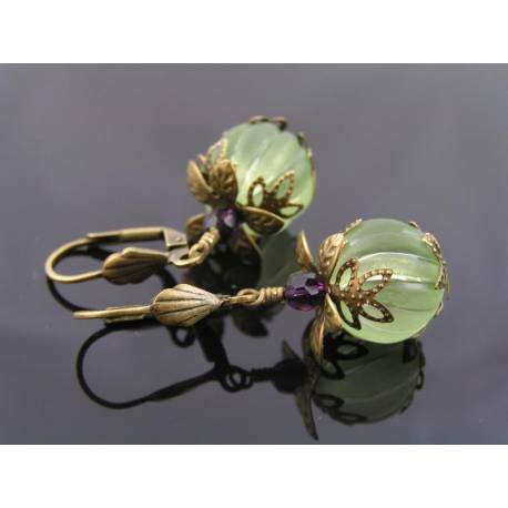 Green lucite earrings clearance