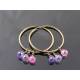Pink and Purple Cubic Zirconia Hoop Earrings