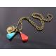Evil Eye Protection Necklace, Turquoise, Coral and Evil Eye Charm