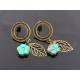 Carved Turquoise Flower and Leaf Stud Earrings