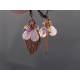 Rose Quartz, Amethyst and Peridot Copper Leaf Earrings