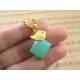 Seafoam Green Chalcedony Nugget with Gold Bird Necklace