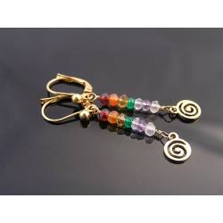Chakra Colours Gemstone Spiral Earrings