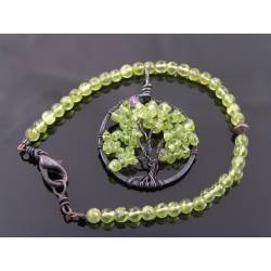 Peridot Tree of Life Pendant and Bracelet, August Birthstone