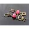 Locket and Key Earrings with large, genuine Rubies