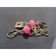 Locket and Key Earrings with large, genuine Rubies