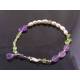 Gemstone Bracelet in Suffragette Colours, Amethyst, Peridot and White Pearls